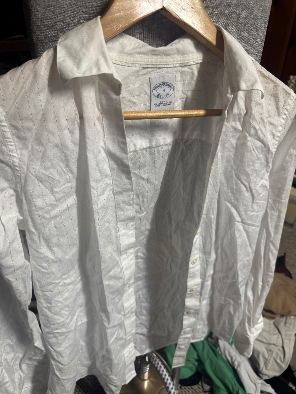 Brooks Brothers White Striped Button-Down | Fitted | Size 4 | Supima
